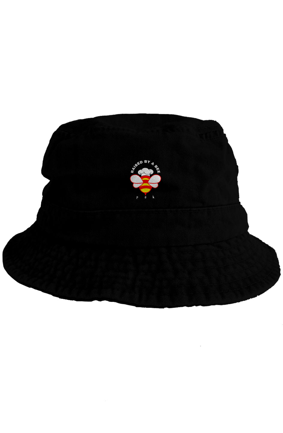 bucket hat with embroidered Raised by a bee