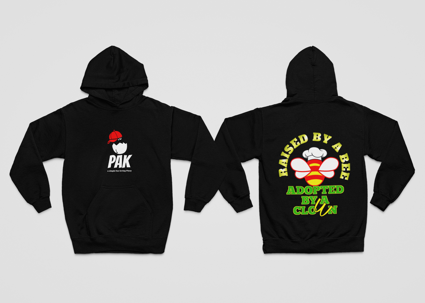 PAK heavyweight pullover hoodie..Raised by a bee