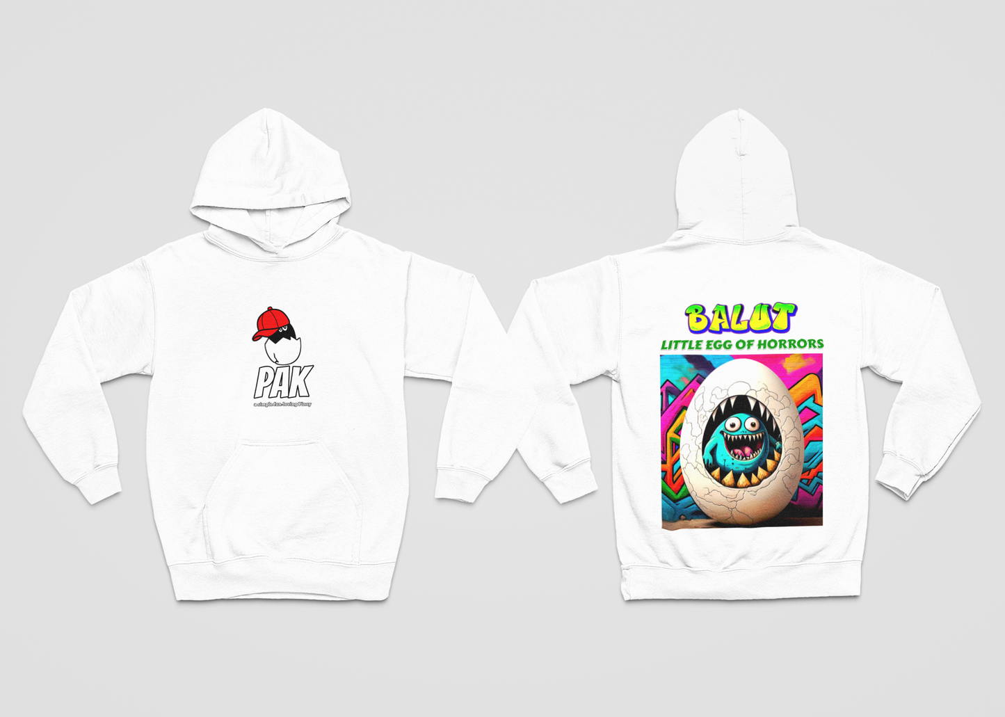 PAK heavyweight pullover hoodie.BALUT little egg of horrors