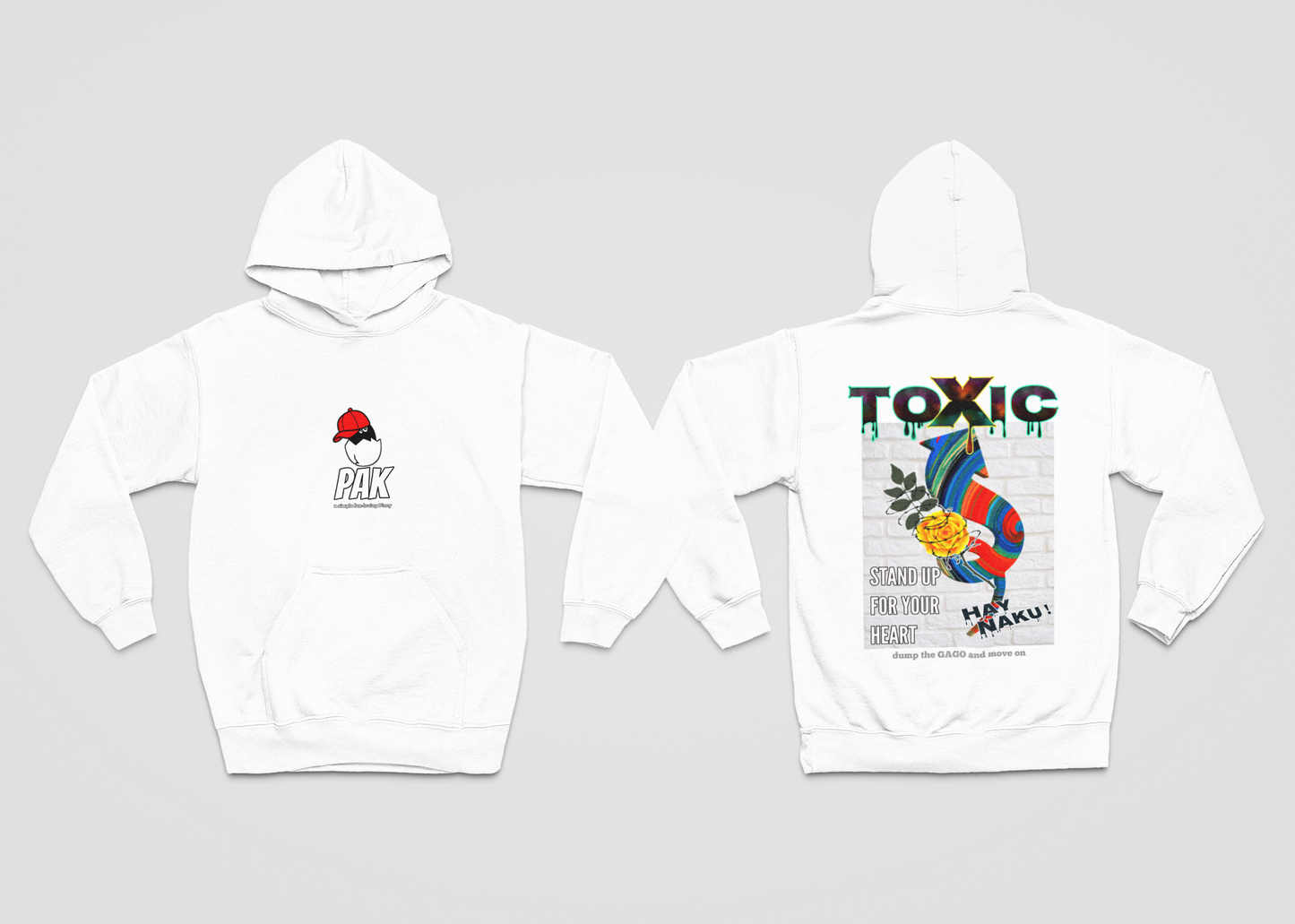 PAK heavyweight pullover hoodie.TOXIC design print